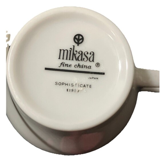 Two MCM Mikasa White Sophisticate (K1990) Fine China Coffee/Tea Cups 3' - Picture 9 of 9